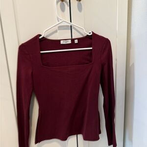 Babaton Sculpt Knit Pouf Longsleeve Top in Maroon